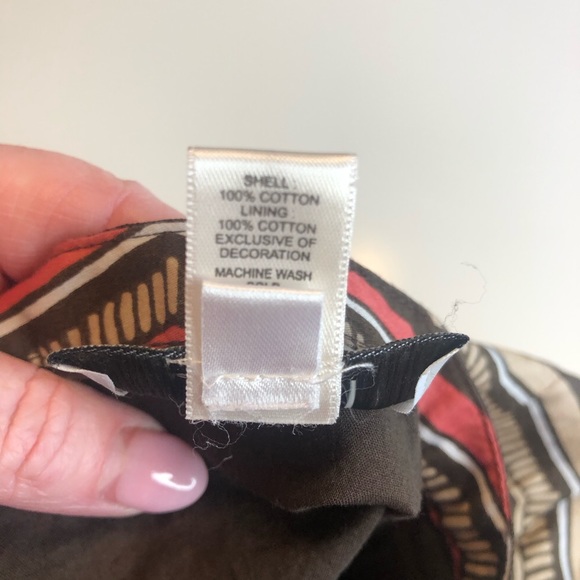 LOFT 100% Cotton Chevron A-Line Knee Length Lined Skirt Neutral 10 - Picture 6 of 9